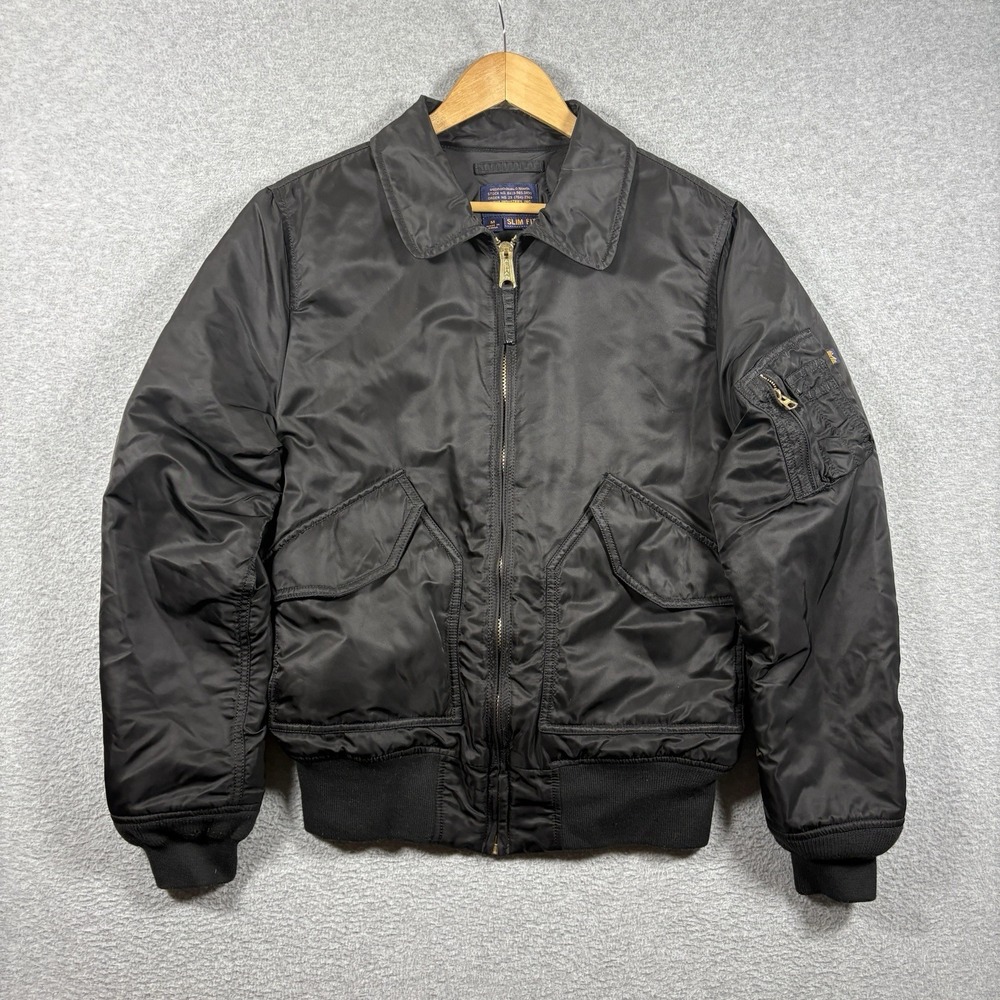 Alpha Industries CWU-45/P Flight Jacket Mens Medium Slim Fit Black Bomber Coat